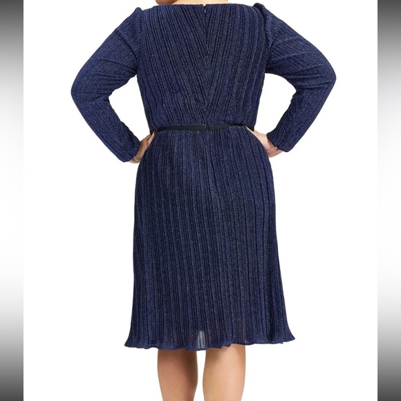 NEW MAC DUGGAL Empire Waist Long Sleeve Sapphire Cocktail Evening Dress SZ 22W - Picture 2 of 10